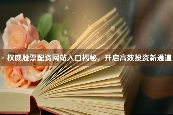 - 权威股票配资网站入口揭秘，开启高效投资新通道