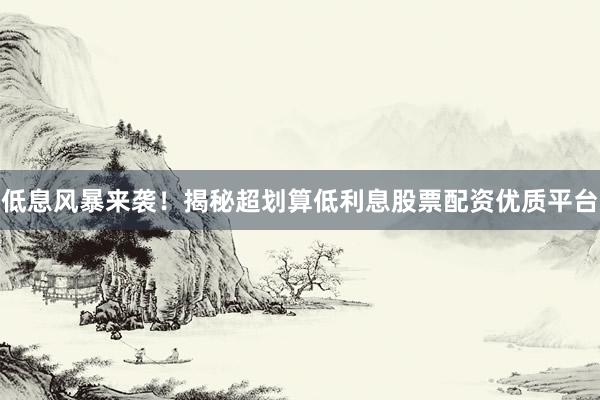 低息风暴来袭！揭秘超划算低利息股票配资优质平台