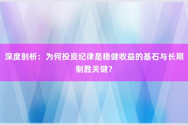 深度剖析：为何投资纪律是稳健收益的基石与长期制胜关键？